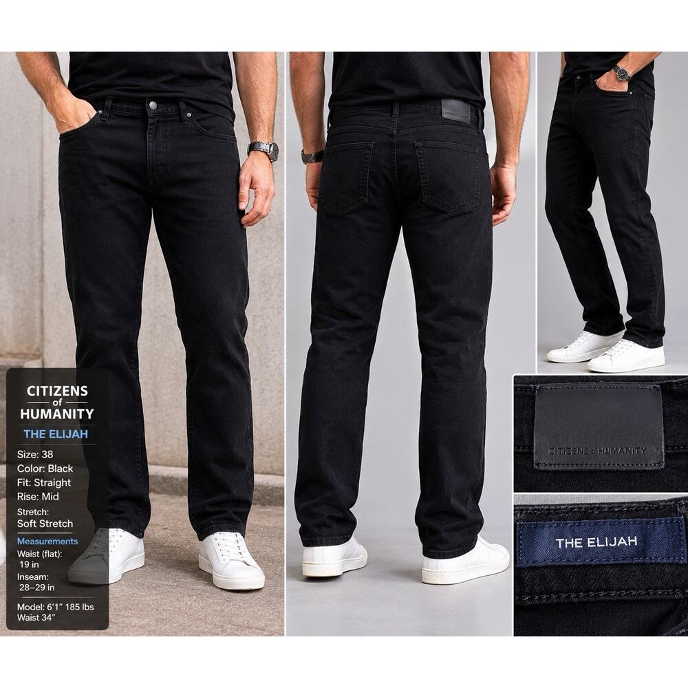 Citizens of Humanity Elijah Black Stretch Denim Jeans Men’s 38 Luxury